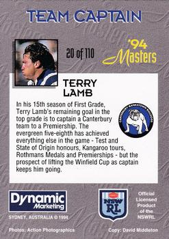 1994 Dynamic NSW Rugby League '94 Masters #20 Terry Lamb Back